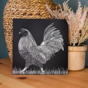 Decor van het huis in landelijke boerderijstijl | Originele Scratchboard Kip Art