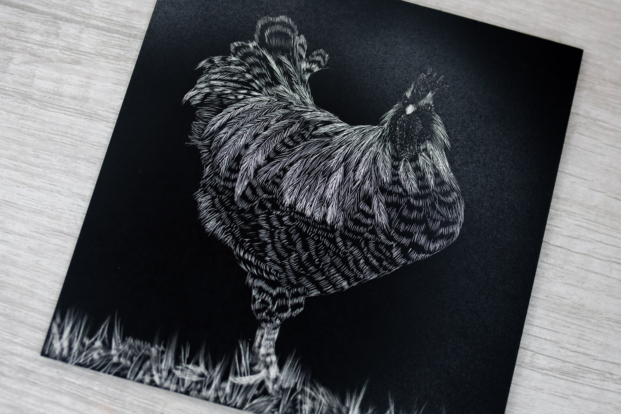 Farmhousestyle Home Wall Decor Original Scratchboard Chicken Art Etsy