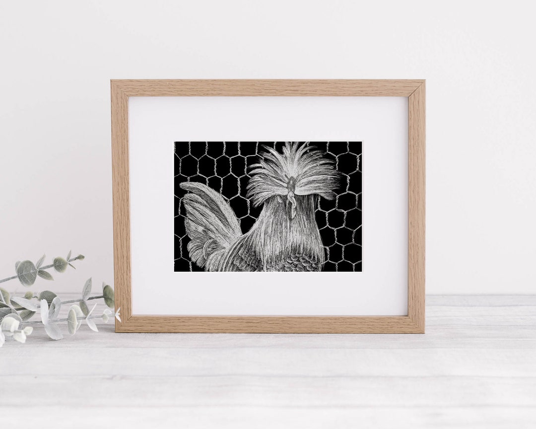 Farmhouse Chicken Scratchboard Art Print 5 Etsy