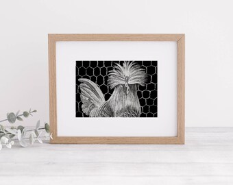 Farmhouse Chicken Scratchboard Art Print (5)