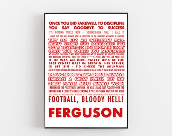 Alex Ferguson Quotes Print- Manchester United Football - Ferguson Quotes - MUFC Gifts - United Fan - Ferguson Print - Man Utd Print