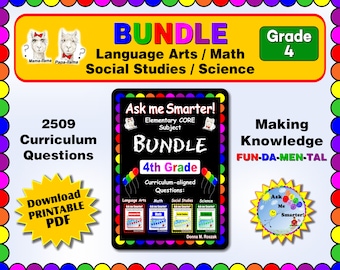 4. Klasse Homeschool Kindergarten Paket! - Sprachkunst, Sozialkunde, Wissenschaft und Mathe - druckbare Fragen & Antworten