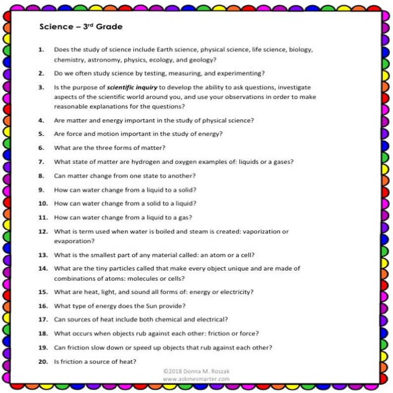 3rd Grade Homeschool Curriculum Questionssciencewhat Your Etsy