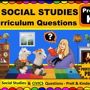 Preguntas sobre el plan de estudios de educación en el hogar para preescolar/jardín de infantes-ESTUDIOS SOCIALES Y CIVICA-¡Lo que su niño en edad preescolar/kindergarten necesita saber!