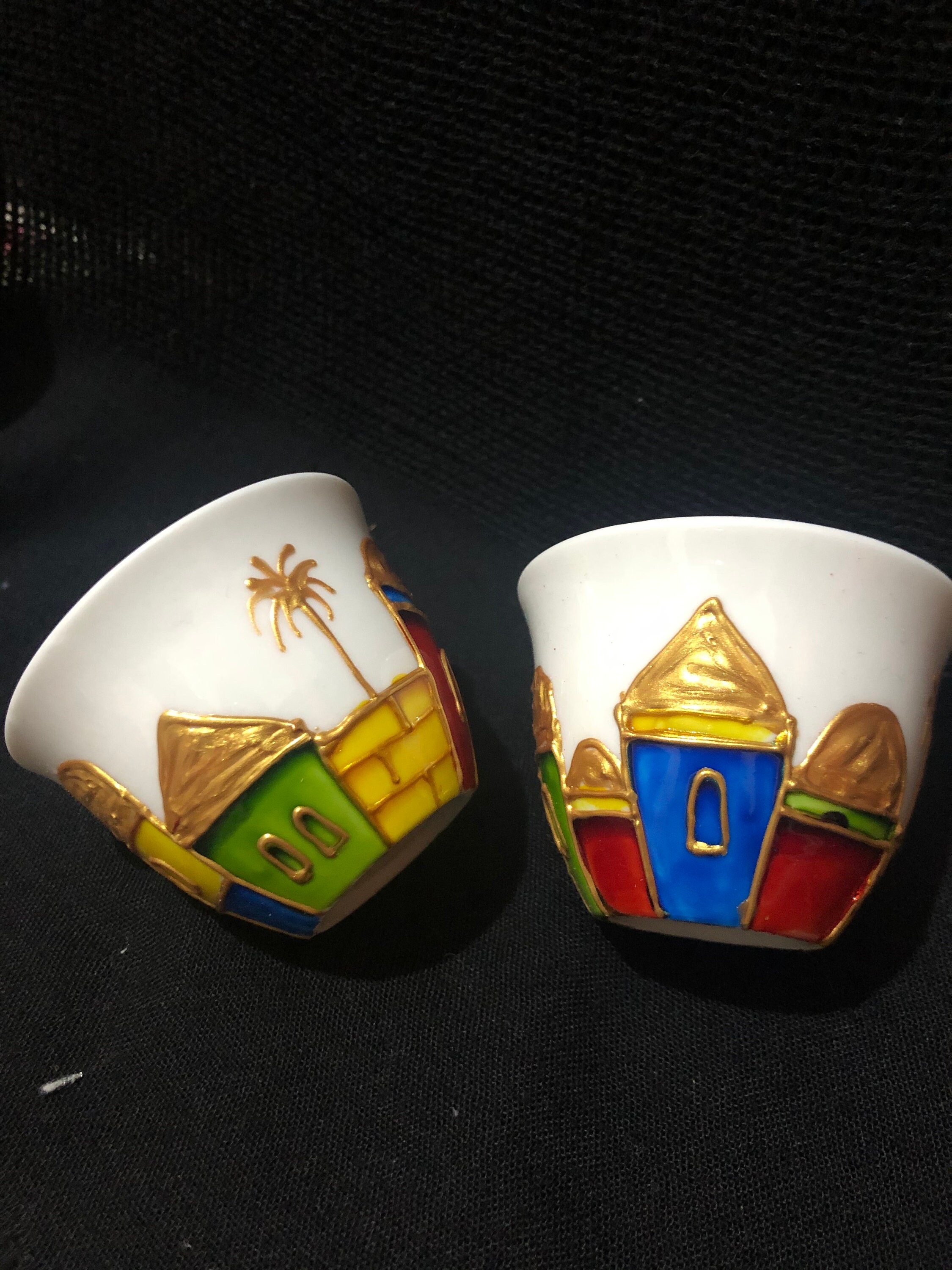 Arabic Coffee Cups Set of 6 Hand Painted Porcelain Etsy UK