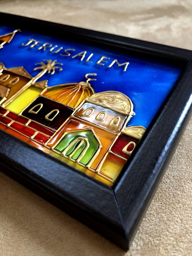 Framed Stained Glass Holy Land Jerusalem Art Home Decoration Etsy