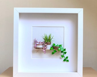 New Home Gifts For Plant Lover, Miniature Diorama Framed Artwork, Boho Gallery Wall Art, Hand Cut Paper Houseplants For Crazy Plant Lady