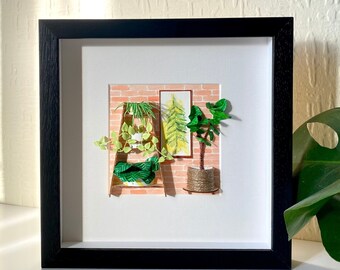 Paper Plant Framed Wall Art Plant Lovers Gift, Plant Mom Birthday Gift From Daughter, Botanical Diorama Artwork, Friends Housewarming gift
