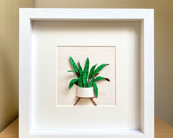 Calathea Lancifolia Framed Wall Art Plant Lovers Gift, Plant Mom Gift From Daughter, Paper Plant Diorama, Crazy plant lady Birthday Gift