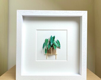 Alocasia Amazonica Polly, Plant Lover Gift, Plant Lady Christmas Gift, Minimalist Framed Wall Art, House warming Gifts New Home, Paper Plant