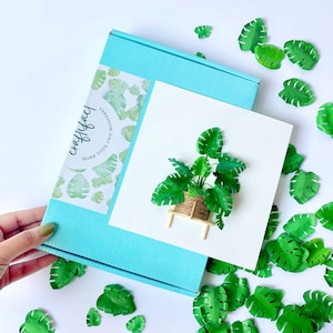 Kit de bricolage Monstera en papier, Kit de créations DIY, Kits cadeaux DIY, Cadeaux boîte aux lettres, Mini kit de cartes d'art Monstera, Kit artistique en papier, Fabriquer votre propre Monstera