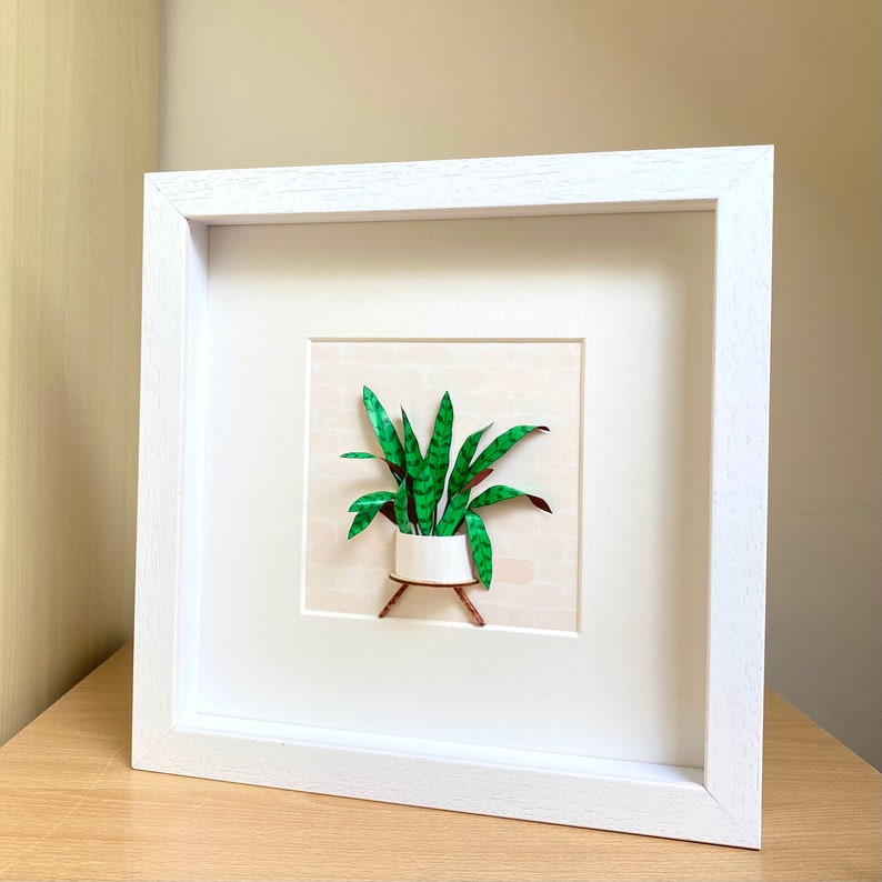 Calathea Lancifolia Framed Wall Art Plant Lovers Gift, Plant Mom Gift From Daughter, Paper Plant Diorama, Crazy plant lady Birthday Gift image 6