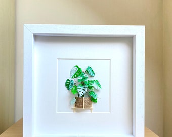 Monstera Albo Variegata, Personalised Christmas Gift For Plant Mom From Daughter, Paper Plant Diorama Home Decor, Plant Lover Birthday Gift