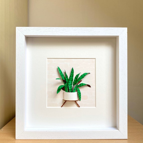 Calathea Lancifolia Framed Wall Art Plant Lovers Gift, Plant Mom Gift From Daughter, Paper Plant Diorama, Crazy plant lady Birthday Gift