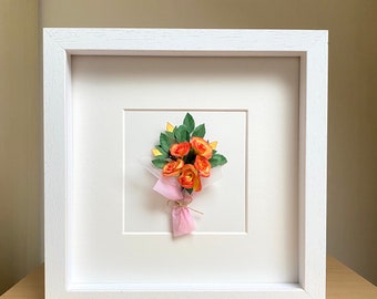 Rose Bouquet Wall Art, Paper Flower Bouquet, Boho Wall Decor, Botanical Wall Art, Rose Home Decor, Love Anniversary Gift For Him / Her