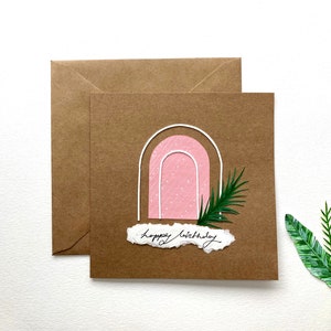 Carte d’anniversaire arc-en-ciel pour elle, carte d’art végétal en papier, carte unique faite à la main pour fille / sœur / femme / maman, carte d’anniversaire des amoureux des plantes