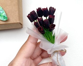 Paper Anniversary Gift For Him, Her, Paper Tulip Flowers For First Anniversary, Custom Keepsake Bouquet, Mini Bouquet For 7th Anniversary