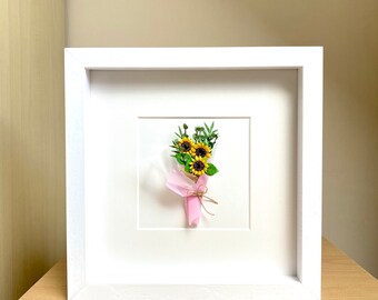 Sunflower Wall Art, Paper Flower Bouquet, Boho Wall Decor, Botanical Wall Art, Sunflower Home Decor, Love Anniversary Gift For Him / Her