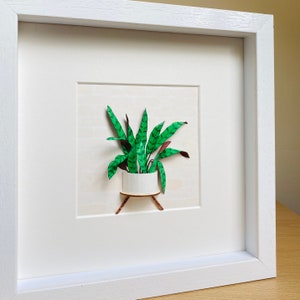 Calathea Lancifolia Framed Wall Art Plant Lovers Gift, Plant Mom Gift From Daughter, Paper Plant Diorama, Crazy plant lady Birthday Gift image 5