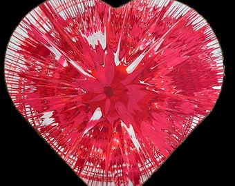 SpinArt Coeur / Haert RED & PINK LOVE Toile 30 x 30 cm