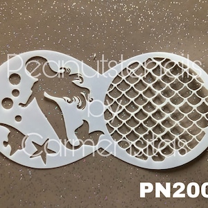 Peanutstencils PN2002 Sirène et écailles, pochoir écailles pour peinture faciale, pochoirs pour maquillage pour enfants image 1