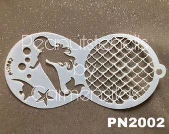 Peanutstencils PN2002 Meerjungfrau mermaid und Schuppen, Scales Stencil for Facepainting Schablonen für Kinderschminken