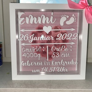 Cornice portafoto 3D con rose di carta per la nascita *regalo personalizzato*