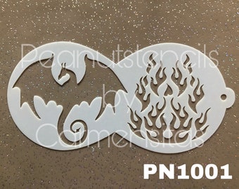 Facepainting Stencil from Peantusstencils Dragon and Flames 1001