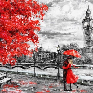 Love in London - USA Shipping - DIY Paint by Number Kit Acrylic Painting Home Decor