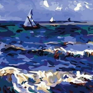 Saintes Ocean - Van Gogh - USA Shipping - DIY Paint by Number Kit Acrylic Painting Home Decor