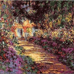 Pathway in Monet's Garden - USA Shipping - DIY Paint by Number Kit Acrylic Painting Home Decor