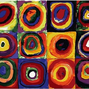 Color Study: Squares with Concentric Circles 1913 - Wassily Kandinsky - USA Shipping - DIY Paint by Number Kit Acrylic Painting Home Decor