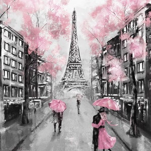 Paris in Pink - USA Shipping - DIY Paint by Number Kit Acrylic Painting Home Decor