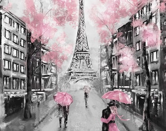 Paris in Pink - USA Shipping - DIY Paint by Number Kit Acrylic Painting Home Decor