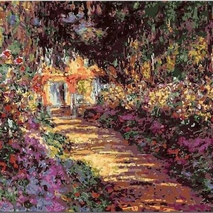 Pathway in Monet&#39;s Garden - USA Shipping - DIY Paint by Number Kit Acrylic Painting Home Decor