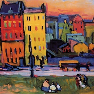 Houses in Munich - Wassily Kandinsky - 1908 - USA Shipping - DIY Paint by Number Kit Acrylic Painting Home Decor