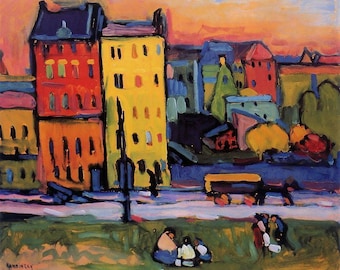 Houses in Munich - Wassily Kandinsky - 1908 - USA Shipping - DIY Paint by Number Kit Acrylic Painting Home Decor