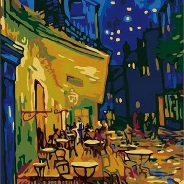 Cafe Terrace at Night Van Gogh - USA Shipping - DIY Paint by Number Kit Acrylic Painting Home Decor