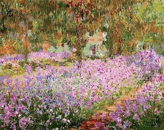 Irises in Monet's Garden - USA Shipping - DIY Paint by Number Kit Acrylic Painting Home Decor