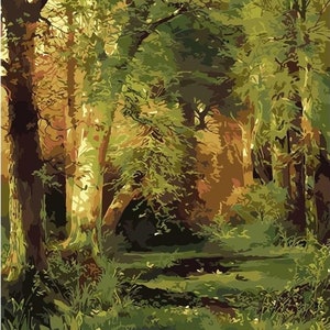 Forest Scene - Thomas Moran - USA Shipping - DIY Paint by Number Kit Acrylic Painting Home Decor