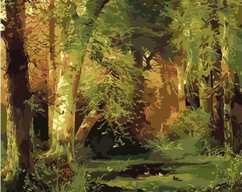 Forest Scene - Thomas Moran - USA Shipping - DIY Paint by Number Kit Acrylic Painting Home Decor