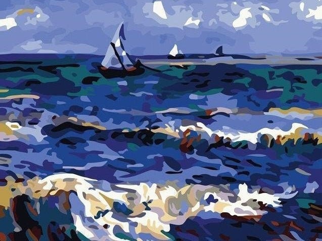 Saintes Ocean - Van Gogh - USA Shipping - DIY Paint by Number Kit Acrylic Painting Home Decor