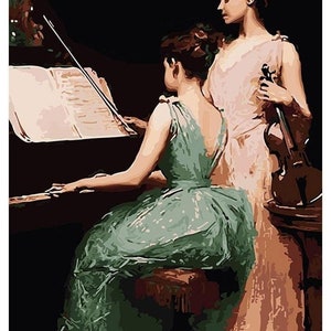 The Sonata - Irving Ramsey Wiles 1889 - USA Shipping - DIY Paint by Number Kit Acrylic Painting Home Decor