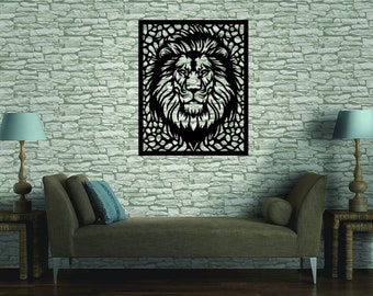 Download immediato dei file tagliati al laser di Lion Wall Design (svg, dxf, ai, pdf, Light Burn) / Solo file digitali!