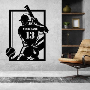 Baseball Spieler Wand Design Laserschnitt Dateien Sofortiger Download (svg, dxf, ai, pdf, Light Burn) |Nur digitale Datei!