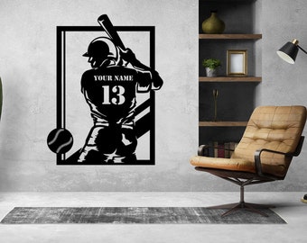 Baseball player Wall Design laser cut files Instant Download (svg, dxf, ai, pdf, Light Burn) |Digital File Only!
