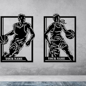 Basketball Spieler (männlich & weiblich) Wanddesign Laserschnitt Dateien Sofortiger Download (svg, dxf, ai, pdf, Light Burn) |Nur digitale Datei!