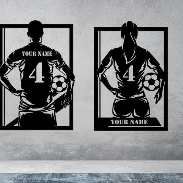 Football players (Male & Female) Wall Design laser cut files Instant Download (svg, dxf, ai, pdf, Light Burn) |Digital File Only!