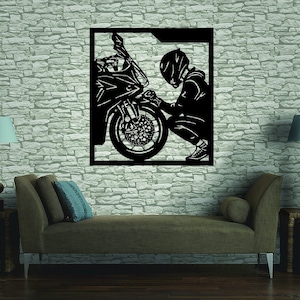 Moto Face to face Wall Design laser cut files Instant Download (svg, dxf, ai, pdf, Light Burn) |Digital File Only!