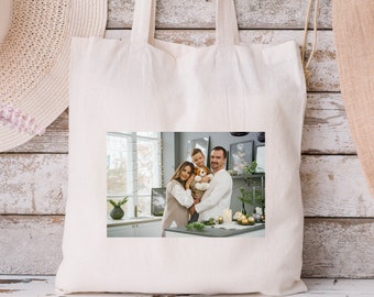 Custom Photo Tote Bag, Custom Logo Tote Bag, Personalized Photo Tote Bag, Photo Collage Custom Gift Bag,Family Photo Gift, Custom Photo Gift